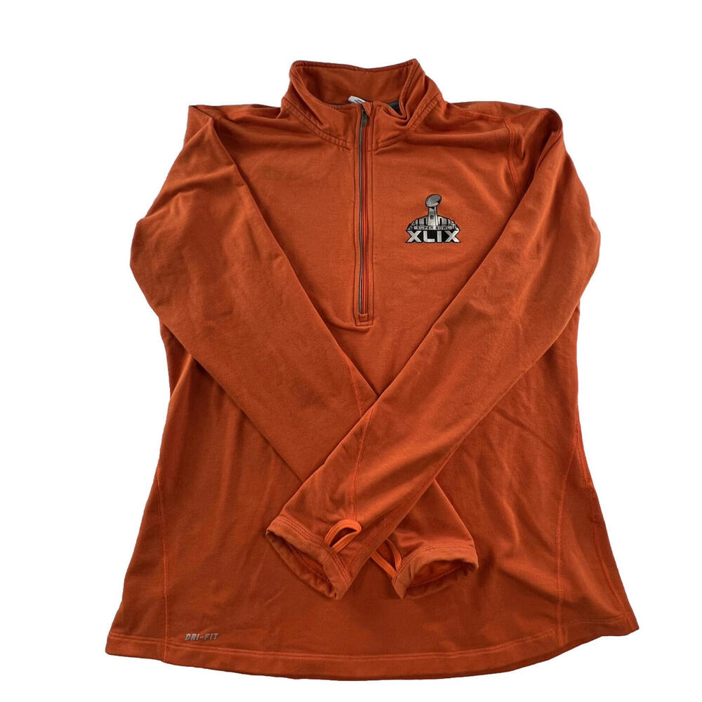 Super Bowl XLIX Orange Nike Dri-Fit Half Zip pullover Jacket Mens Size M